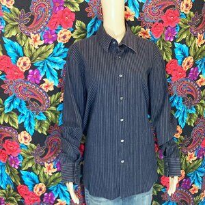 MEN'S HUGO BOSS SHIRT LONG SLEEVE PINSTRIPE TOP SIZE XL - 17.5 (34/35) REGULAR